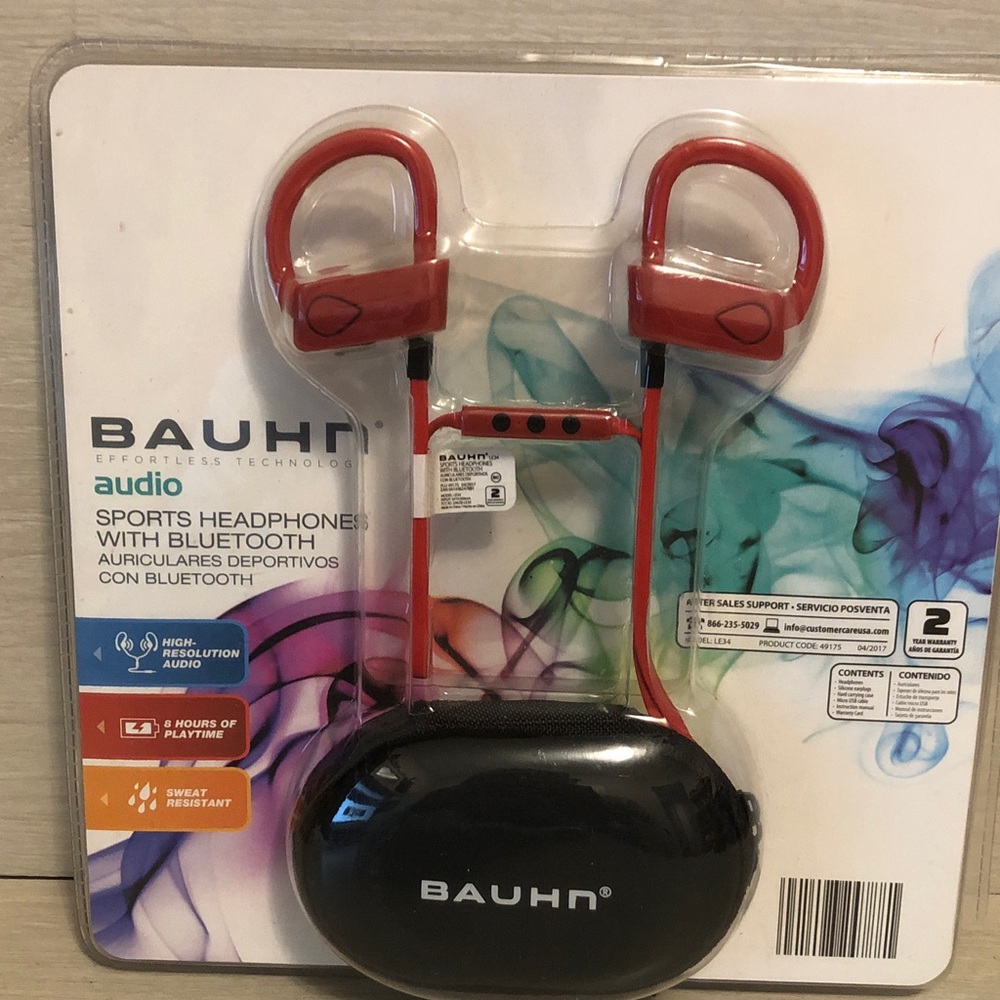 Bauhn Bluetooth Sport Headphones Sweat Resistant w case 8Hr Battery NEW Pls Read